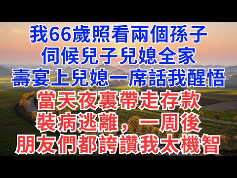 我66歲照看兩個孫子伺候兒子兒媳全家，壽宴上兒媳一席話讓我醒悟，當天夜裏帶走存款裝病逃離，一周後朋友們都誇讚我太機智#為人處世#生活經驗#情感故事#故事#小說#戀愛#情感#婚姻#正能量