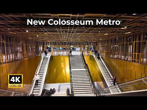 Rome Italy - The New Colosseum Metro Station | 4K HDR Walk