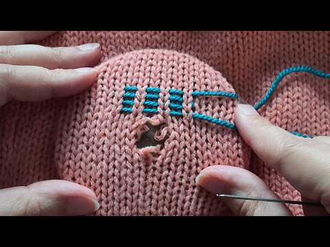 Simple way to repair a hole in knitted sweater! | relaxing video