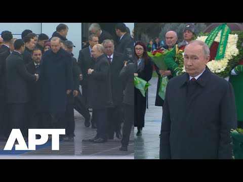 WATCH | Putin, Erdogan and Tokayev Lay Wreaths at Ashgabat’s Monument to Neutrality | APT