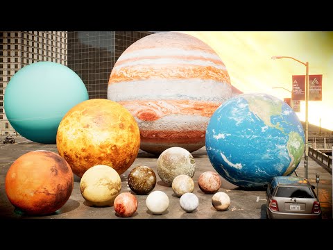 Solar System Size in City | Solar System Size Comparison 3D