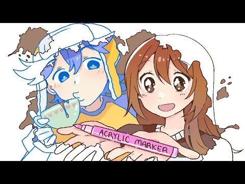 COFFEE SPILL ART CHALLENGE (first time using acrylic markers!)