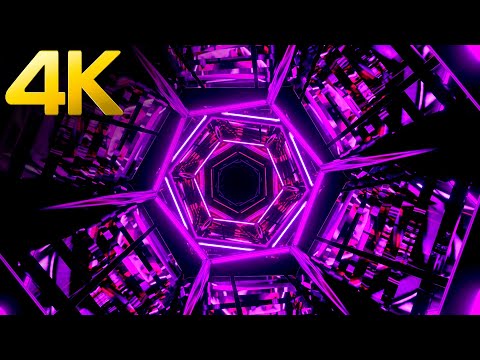 4K Abstract Red Hexagon Tunnel - Purple Hexagon Screensaver || VJ loop Background (no sound)