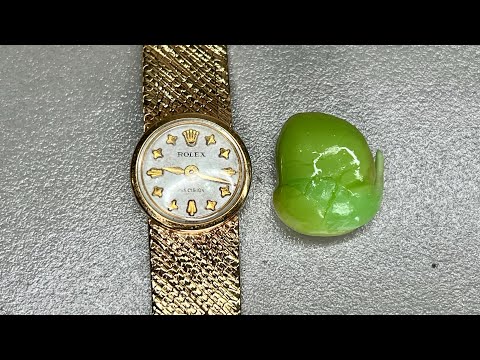 This antique ROLEX is smaller than a garden pea  - vintage gold Rolex watch restoration 
