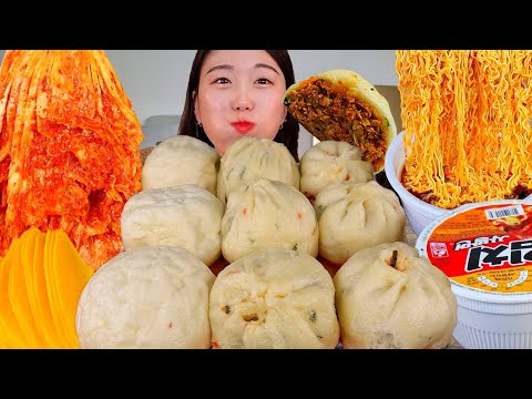 ASMR 마지막 영상입니다.. 🌶매운김치를 먹기 위해 왕만두 찐빵 컵라면 실비김치 리얼먹방 :) spicy kimchi , Ramen , mandoo King MUKBANG