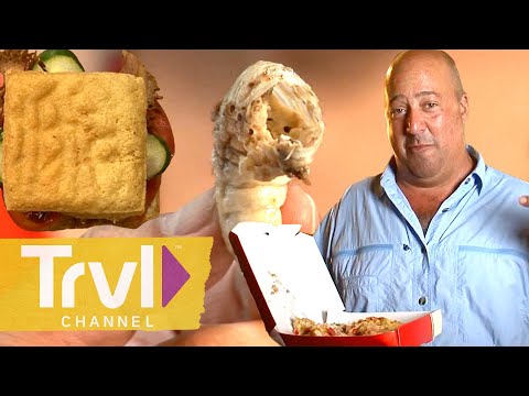 The WILDEST Foods Andrew Couldn’t Finish Eating | Bizarre Foods | Travel Channel