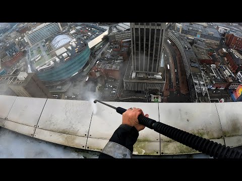 Jet Washing a SKYSCRAPER! (400FT HIGH)
