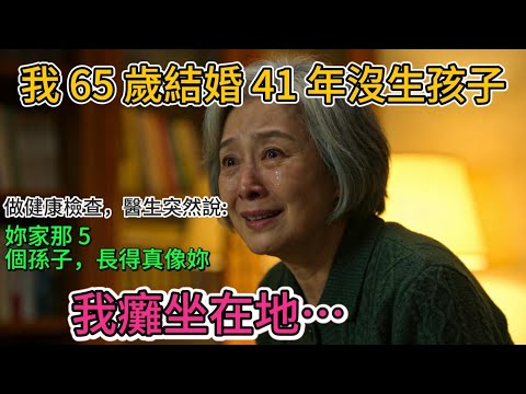 我65歲，與老公沒孩子，健康檢查，醫生卻笑說：妳家小孫子，長得真像妳。我目瞪口呆…