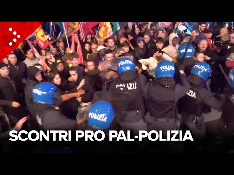 Roma, scontri tra pro Pal e polizia dopo tentativo di corteo dei manifestanti: usato anche l'idrante