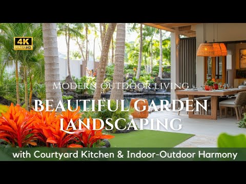 Modern L-Shaped Home with Beautiful Garden Landscape & Patio Layout