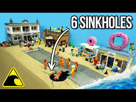 Sinkhole Flood Disaster in Lego City - Tsunami Dam Breach Experiment
