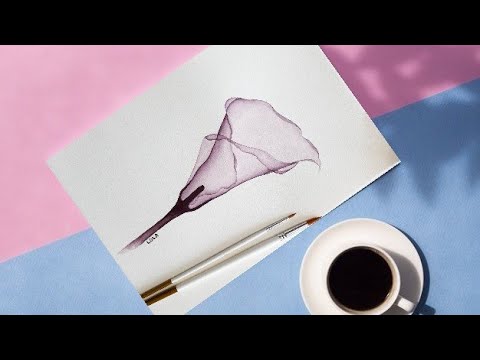 How to paint transparent flowers in watercolor | calla lily painting