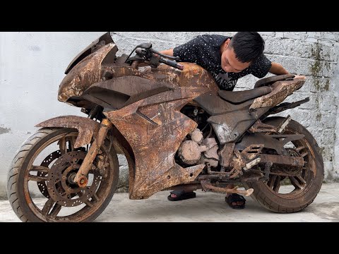 Super Old Broken Motorbike Worth 10USD Uploaded To KAWASAKI As A Gift To My Younger Brother