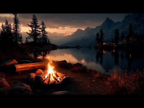 Lake Night Fire ASMR 🔥 12H Gentle Fireplace for Deep Sleep