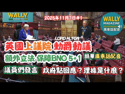 【英國上議辯論BNO法案🇬🇧粵語配音精華】勳爵動議特別立法保障「5+1」途徑！議員發言講乜嘢？政府點回應，理據係乜嘢｜