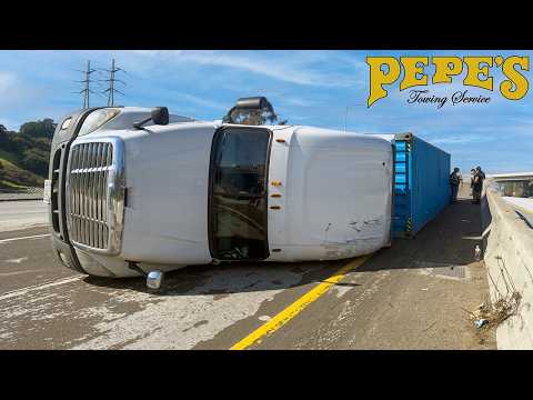 Container Rollover Accident Shuts Down Freeway!