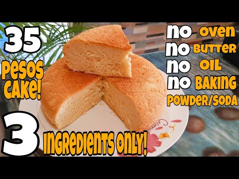 [Sub] 35 PESOS LANG MAY CAKE KA NA! | No Oven? No Worries! STOVE TOP 3-INGREDIENT CAKE |No Oven Cake