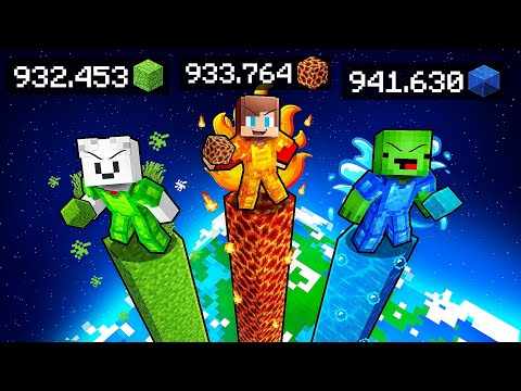 JJ vs Mikey vs Carrie: ELEMENTAL TOWER BATTLE in Minecraft - Maizen