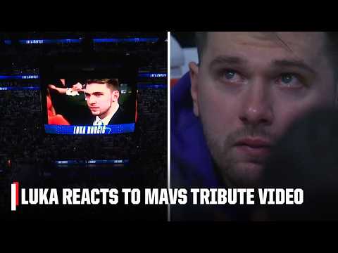 Luka Doncic emotional during Mavs' tribute video in his return | NBA on ESPN