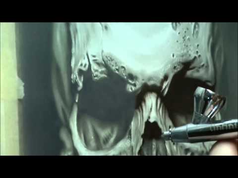 airbrush realistic skull by Jarosław Bytow