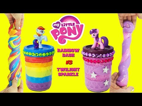 D.I.Y. MY LITTLE PONY Rainbow Dash VS Twilight Sparkle Slime Challenge