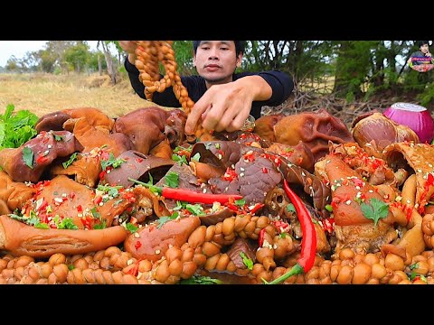 ต้มไส้อ่อนจิ้มซีฟู๊ดแกล้มผักสดแซ่บคักขนาดครับพี่น้อง ASMR MUKBANG EATING SHOW#โก้อีสานพาแดก 