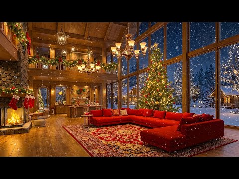 [ No Mid Ads 1 Hour ]🎄Relaxing Christmas Ambience with Fireplace 🔥Instrumental Christmas Music 2026