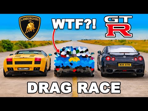Lamborghini Gallardo v Nissan GT-R v WTF?! DRAG RACE