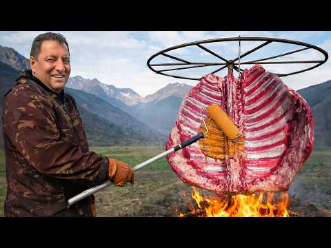 Roasting Massive Asado-Style Beef Ribs in the Wilderness