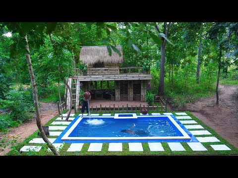 Build Swimming Pool , Update the luxury villa beautiful made of wood [ Full Video ]