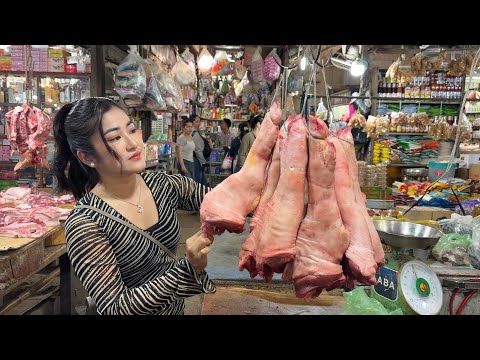 Market show and cooking | Buy pork legs for my recipe | Pork legs cooking
