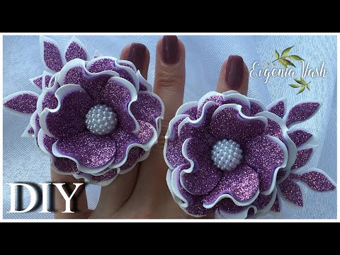 Простые Милые Цветы из фоамирана на заколках, резинках. Для маленьких модниц. FLOWERS from FOAMIRAN