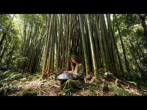 🎋 Zen Healing Music | Handpan & Bamboo Flute in the Misty Bamboo Grove (1-Hour Focus)