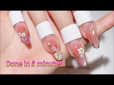 Complete Tutorial | 3D Flower and Fireworks Nail Art Design ✨ #NailArt #NailDesign #nailtutorial 