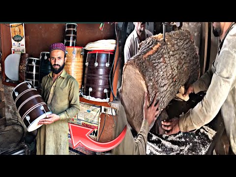 The process of making wooden Drum (dhole\dholak) #woodturning  #woodworking  #drums  #making  #wood