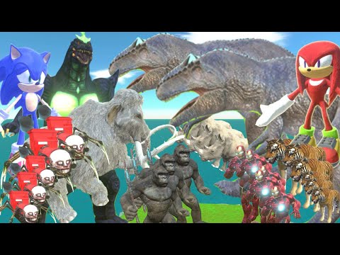 Giant Mammoth Elephant vs T-Rex Dinosaur | Wild Animals Epic Battle Animal Revolt Battle Simulator