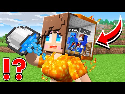 WATER JJ and Mikey Control LAVA GIRL inside the HEAD in Minecraft - Maizen