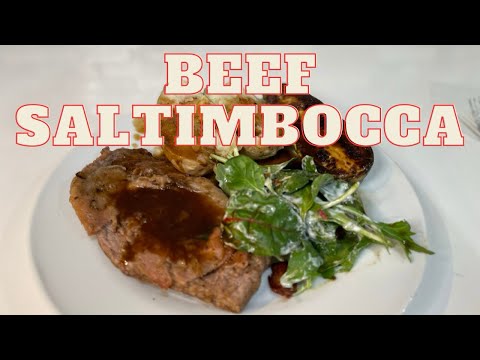 Beef Saltimbocca with Sauce, Salad with Fried Prosciutto, Potato and Zucchini 🥩