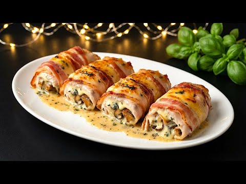 Knusprige Hähnchenbrötchen im Speck! Das leckerste Weihnachtsessen wie im Restaurant – ganz einfach.