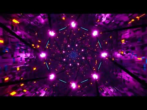 4K Animation. VJ Loop. Neon Tunnel Flight Through Hyperspace. Infinitely looped animation