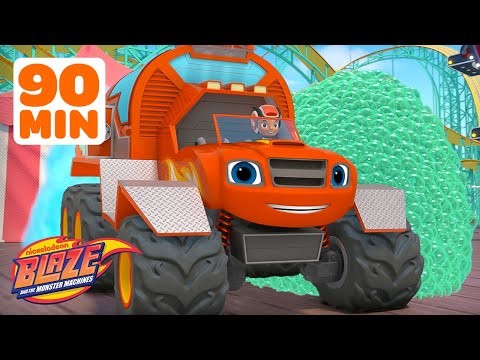 Clean Machine Blaze Cotton Candy Rescue & More Transformations! 🧼 | Blaze and the Monster Machines