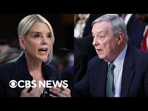 Watch: Durbin presses Bondi on apparent flags regarding Trump references in Epstein files