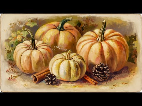 4K Vintage Pumpkin Painting | Cozy Fall Art with Warm Colors | Frame TV Art