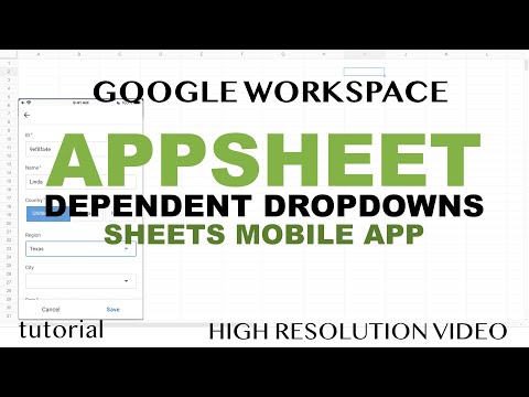AppSheet Drop-down List & Dependent Dropdown Lists - Google Sheets, Mobile (iPhone & Android)