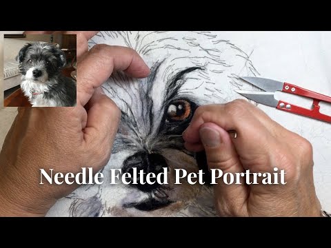 Needle Felted Pet Portrait - full process of making a detailed drawing.