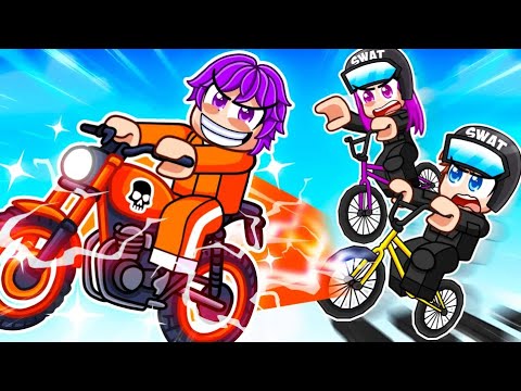 CRIMINAL SPEEDRUNNER vs POLICE HUNTERS in Roblox BIKE OBBY…