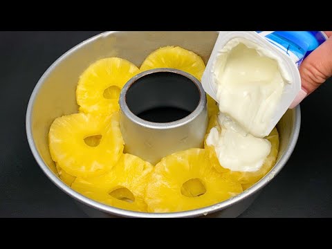 Schlagen Sie Joghurt mit Ananas! Das beste cremige Dessert in 5 Minuten! ohne Backen!
