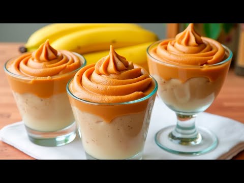 Just bananas and milk! Creamy banana dessert in 15 minutes! No bake recipe!