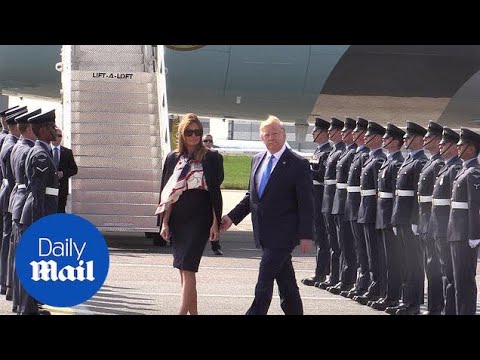 Melania Trump cuts a stylish figure in a Burberry printed blouse