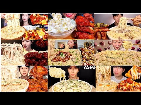 ULTIMATE CREAMY PASTA MUKBANG COMPILATION 🍺🍝 || ASMR Spicy Pasta Challenge